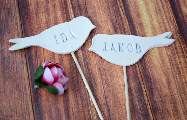 Personalized Name Bird Wedding Cake Toppers - Small Size
