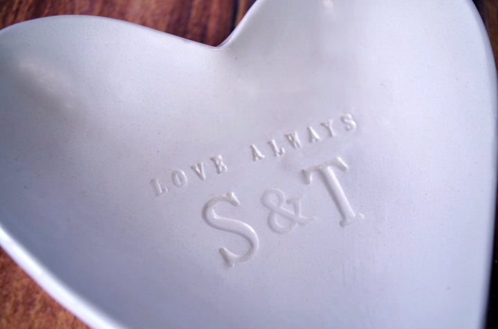 Wedding Gift - Personalized with Initials - Love Always Heart Bowls