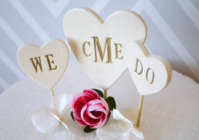 PERSONALIZED Heart Wedding Cake Topper with Monogram and We Do Toppers