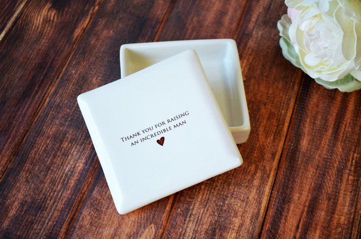 Personalized Mother of the Groom Gift - Square Keepsake Box - Thank You for Raising an Incredible Man