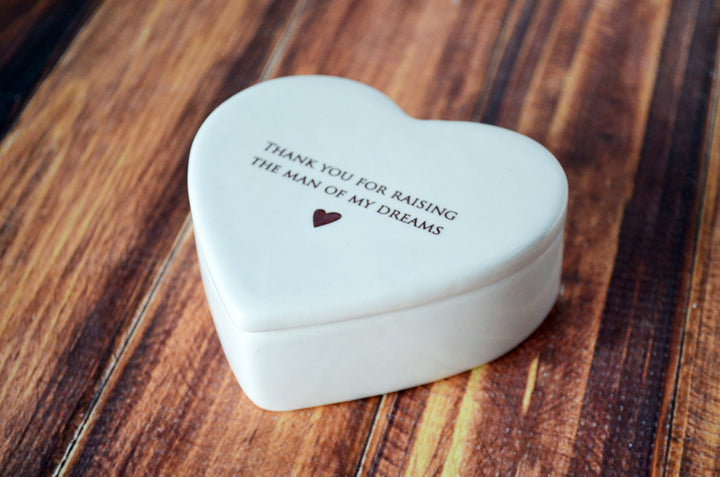 Mother-in-law Mother's Day Gift - ADD CUSTOM TEXT - Heart Box - Thank You for Raising the Man of My Dreams - Keepsake Box
