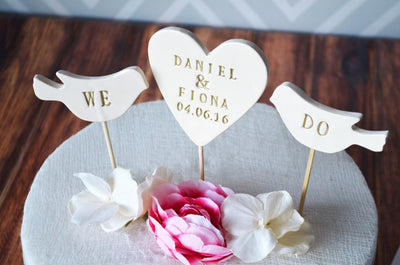 PERSONALIZED Heart Wedding Cake Topper with First Names and Wedding Date