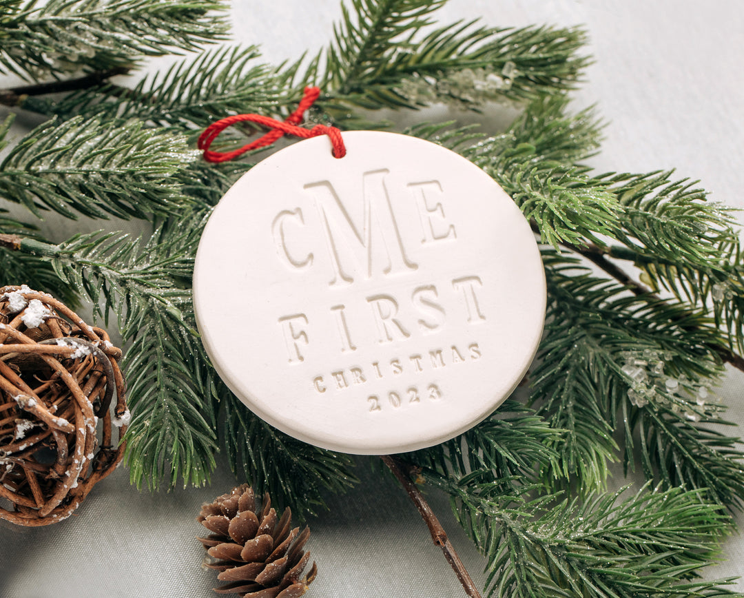Monogramed First Christmas Ornament 2025