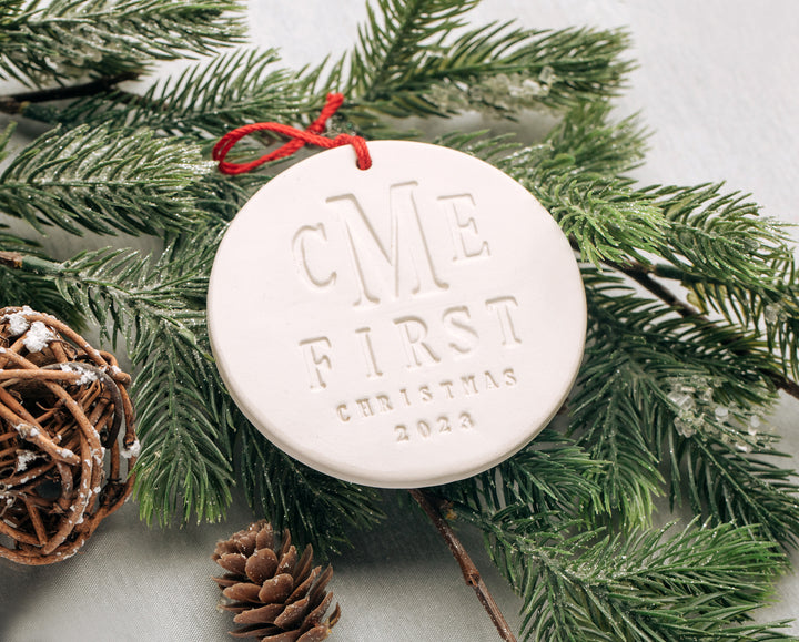 Monogramed First Christmas Ornament 2025