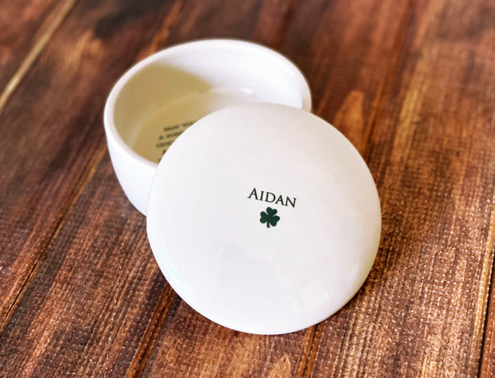 Personalized Keepsake Box with Irish Blessing in Green - Round