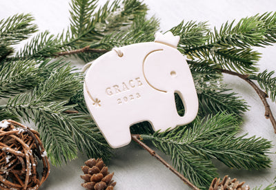 Elephant Ornament, Personalized Baby's First Christmas Ornament 2024