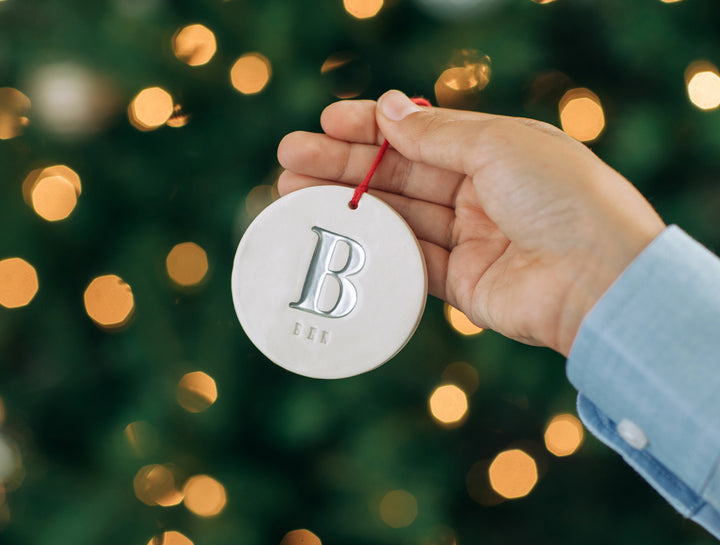 Personalized Christmas Ornament with Initial and Name, Available in Different Letter Colors