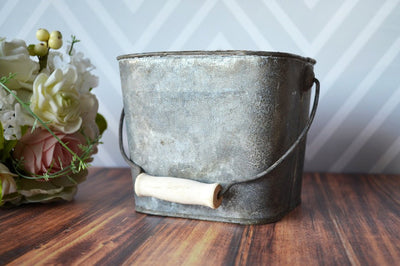 Personalized Bucket - Planter or Wedding Cards Bucket - Large size - Antique grey color