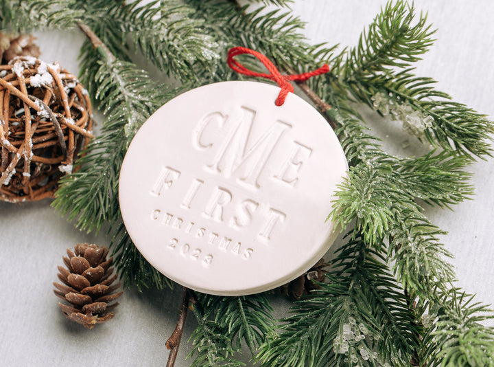 Monogramed First Christmas Ornament 2025