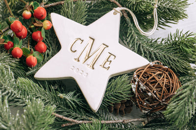 Monogramed Star First Christmas Ornament - 2024