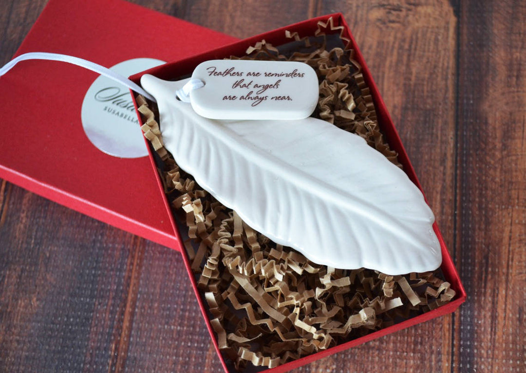 Sympathy Feather Ornament - Add Custom Text - Feathers Are Reminders