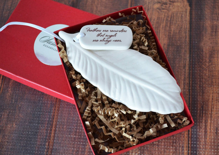 Sympathy Feather Ornament - Add Custom Text - Feathers Are Reminders