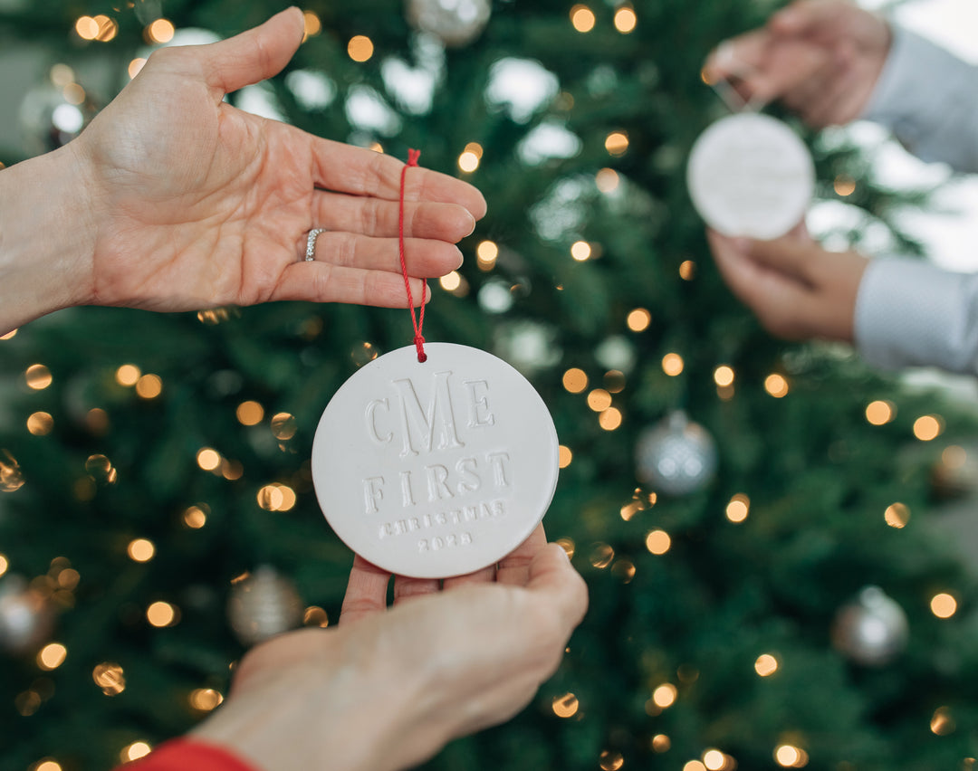 Monogramed First Christmas Ornament 2025