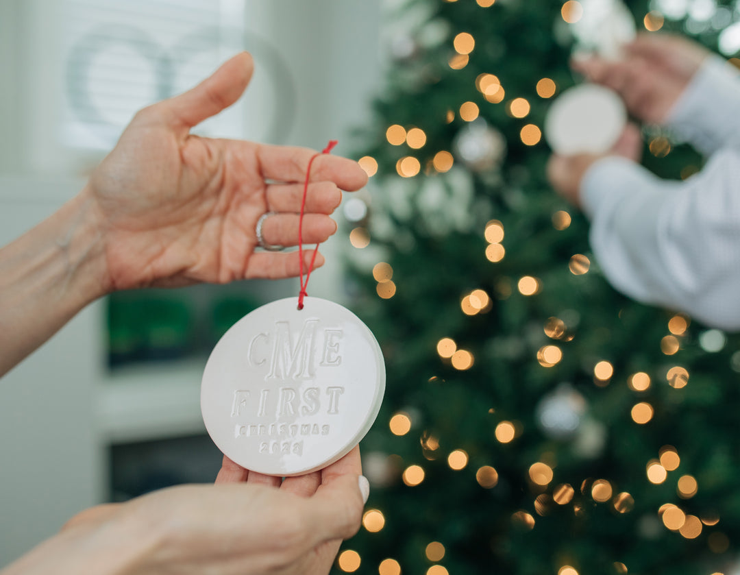 Monogramed First Christmas Ornament 2025