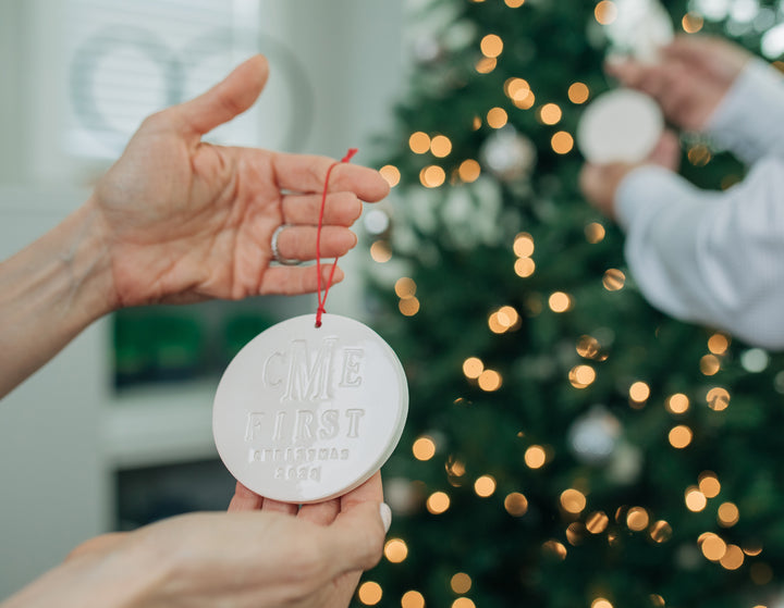 Monogramed First Christmas Ornament 2025