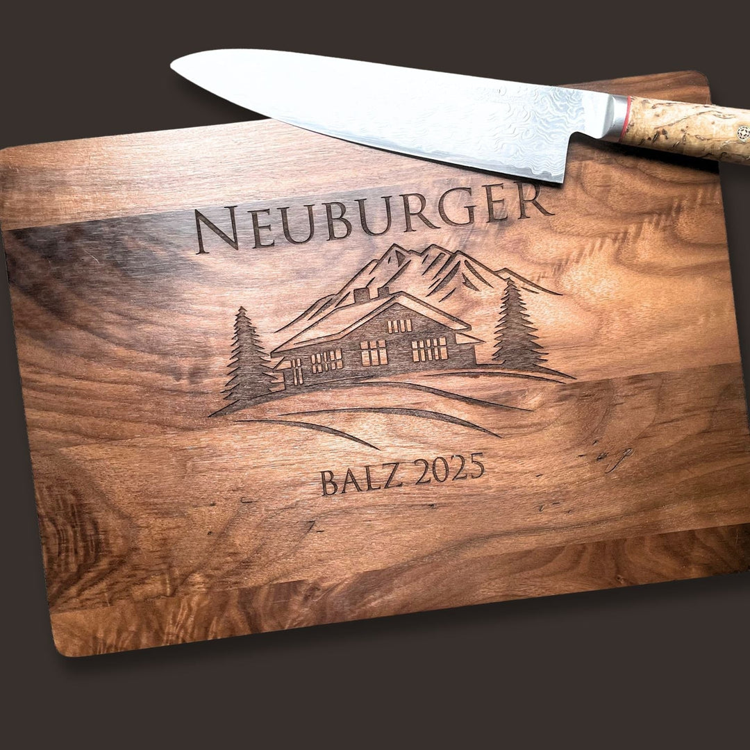 Walnut cutting board with custom design from Susabella