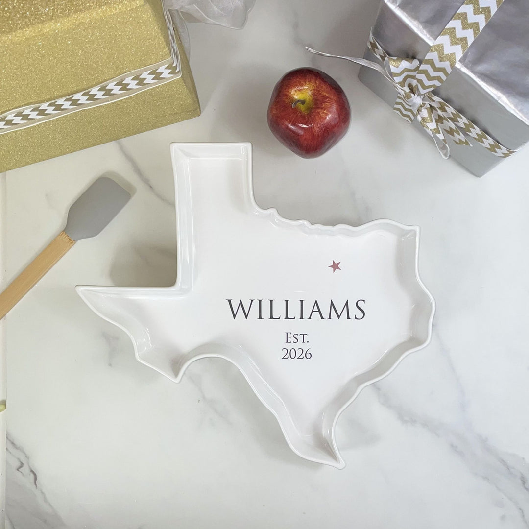 Personalized Serving Plate - Texas, Wedding Gift, Customizable Ceramic Dish