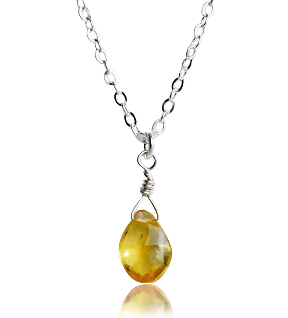 Dainty Genuine Citrine Necklace, November Birthstone Necklace, Semi Precious Citrine, November Birthday Gift, Gift for Her, Bridesmaid Gift