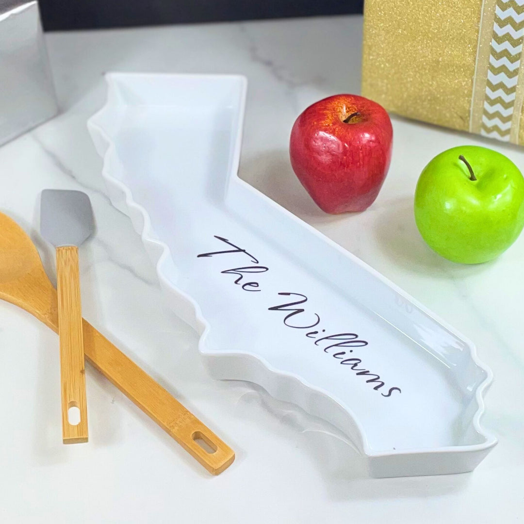 Personalized Serving Plate - California, Wedding Gift, Customizable Ceramic Dish