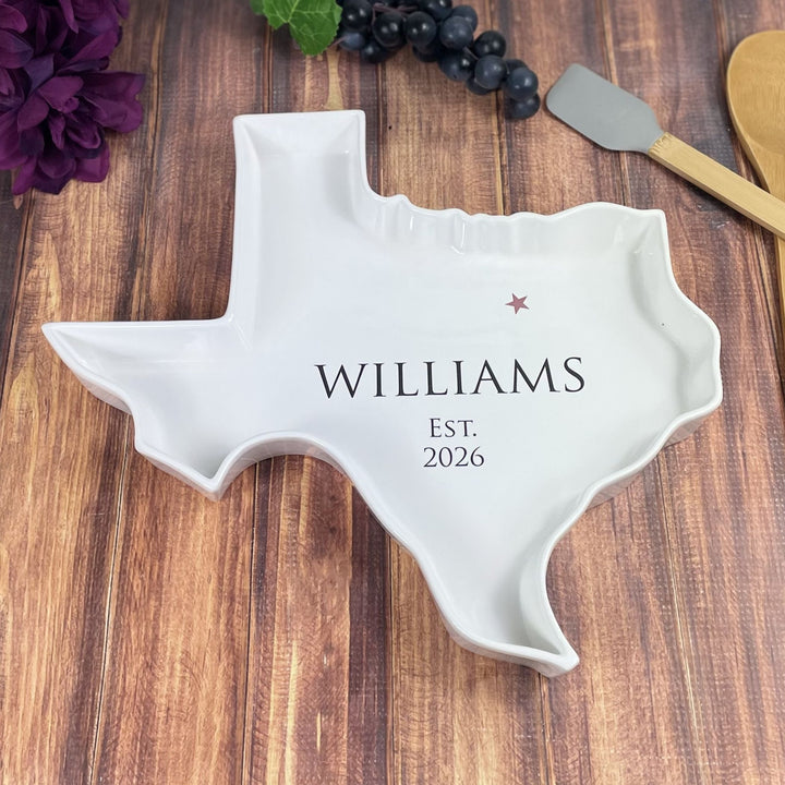 Personalized Serving Plate - Texas, Wedding Gift, Customizable Ceramic Dish