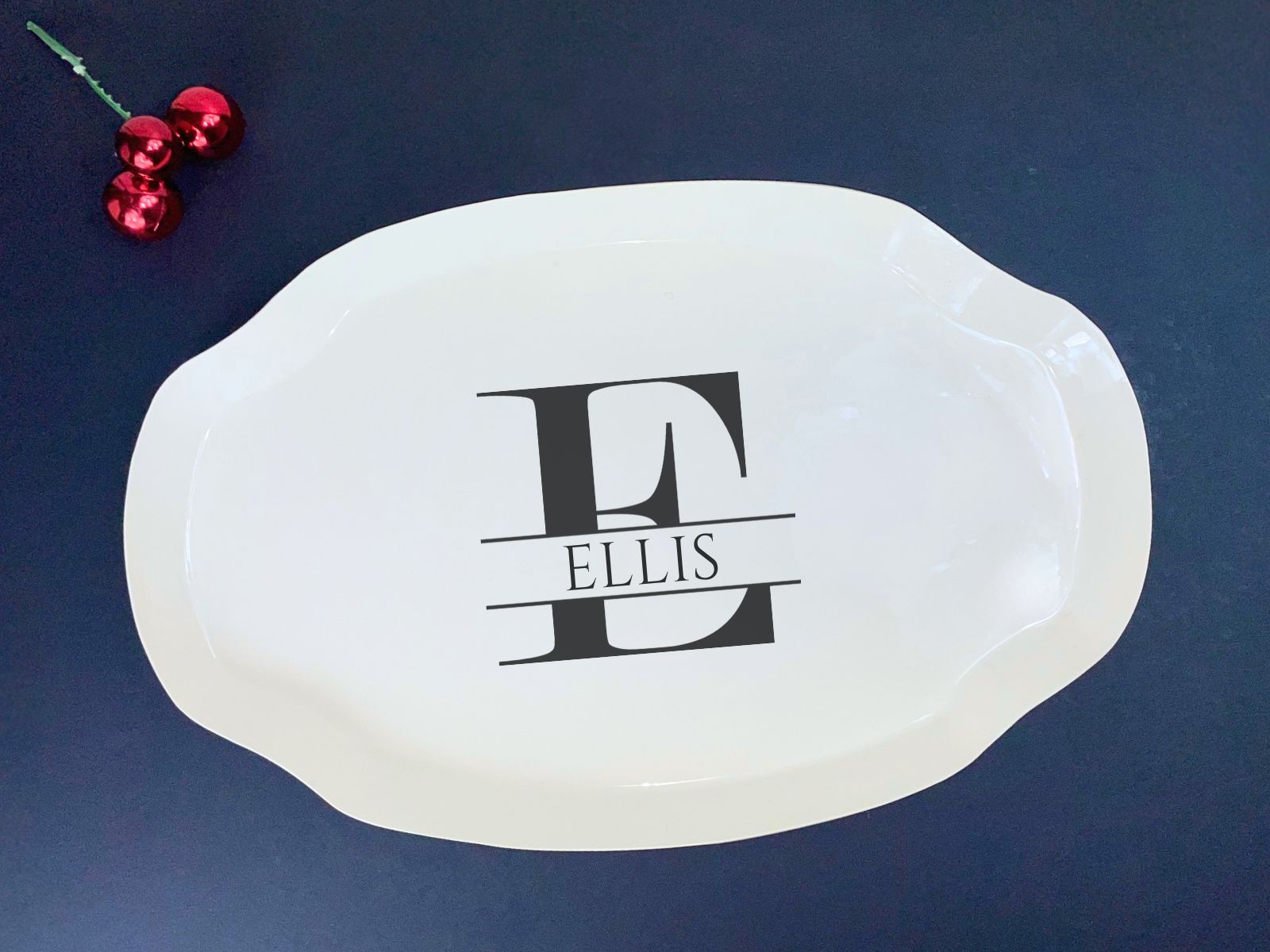 ceramic platter with monogram - handmade