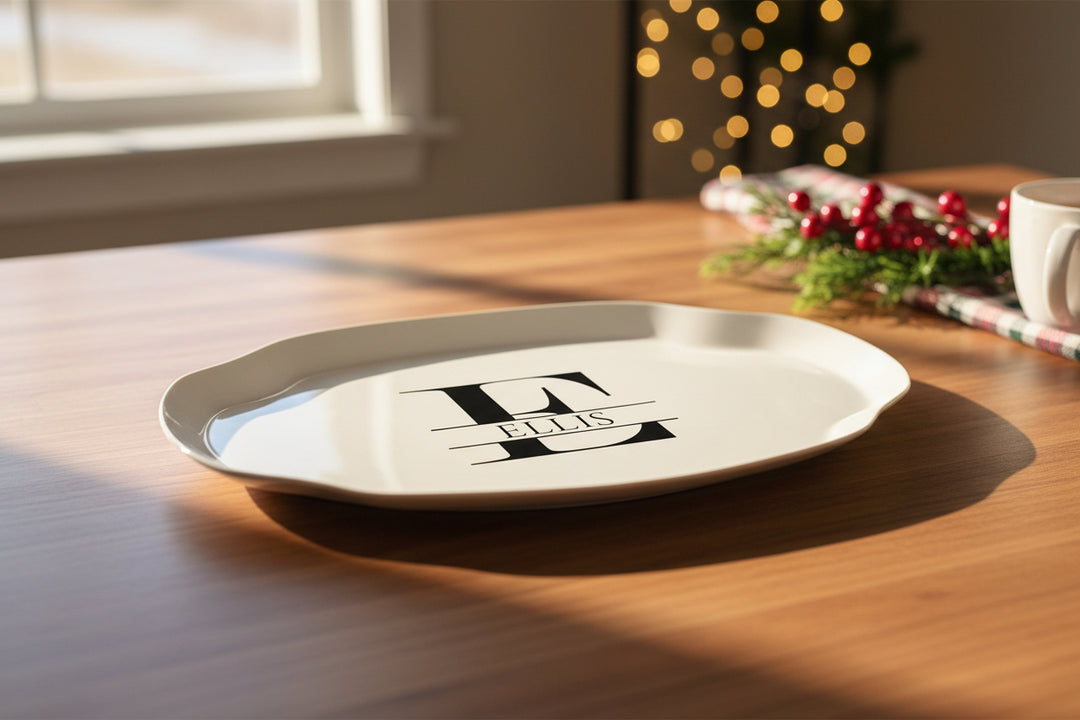 Personalized Ceramic Platter, Handmade, Monogram, Two Sizes, Wedding Gift, Anniversary Present, Bridal Shower or Housewarming, Gift Box