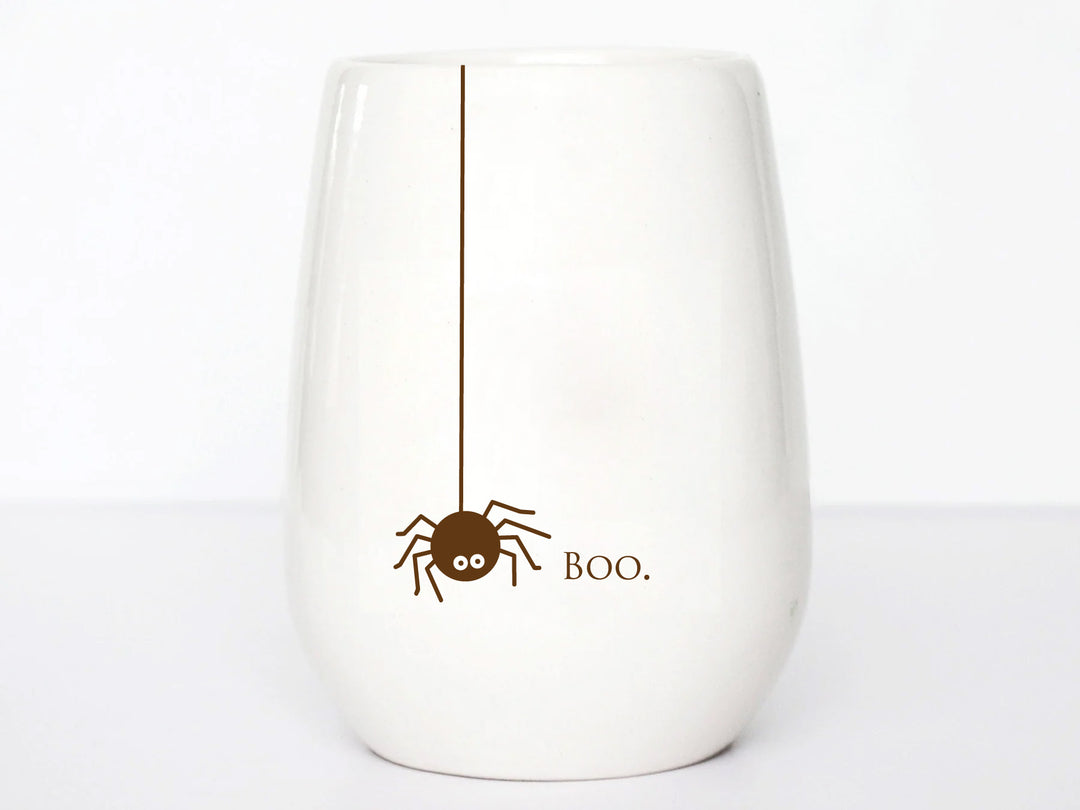 Wine Tumbler | Drink Up, Witches! | Halloween | Boo | Ceramic | Spider