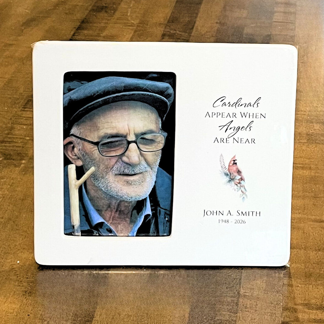 Personalized Memorial Frame 'Cardinals Appear When Angels Are Near' Ceramic Sympathy Gift - 6x4 Photo