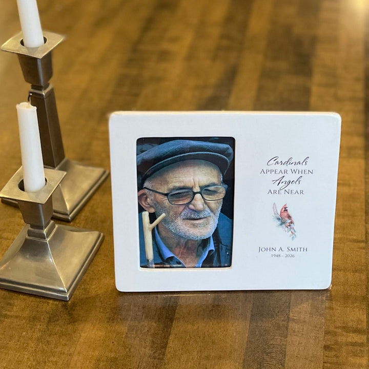 Personalized Memorial Frame 'Cardinals Appear When Angels Are Near' Ceramic Sympathy Gift - 6x4 Photo