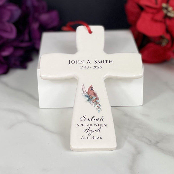 Personalized Memorial Cross, Cardinals Appear When Angels Are Near, Wall Cross