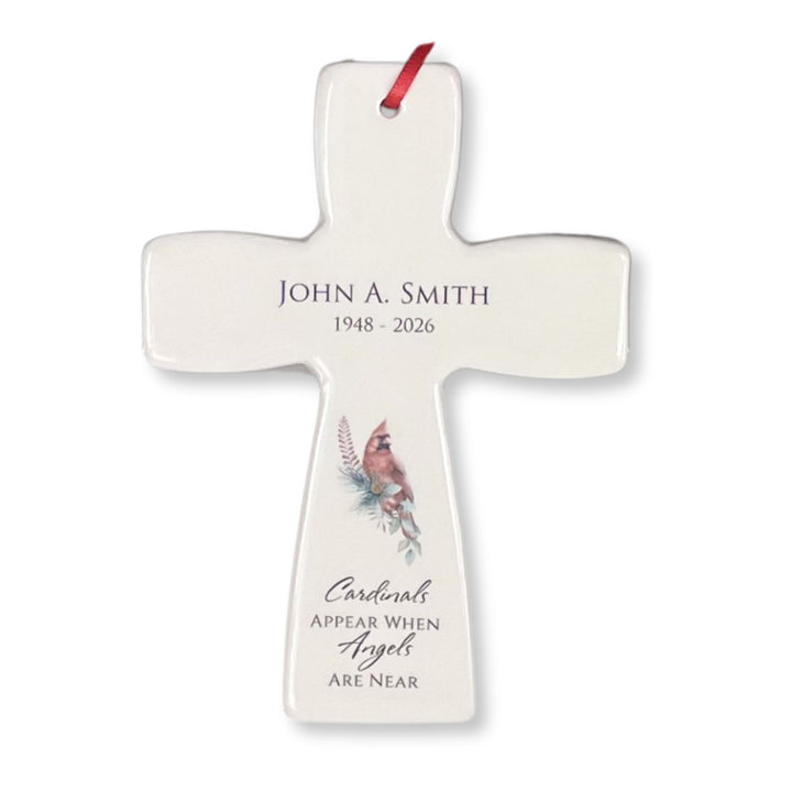 Personalized Memorial Cross, Cardinals Appear When Angels Are Near, Wall Cross