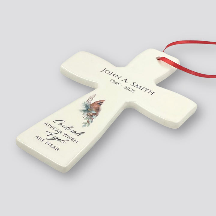 Personalized Memorial Cross, Cardinals Appear When Angels Are Near, Wall Cross