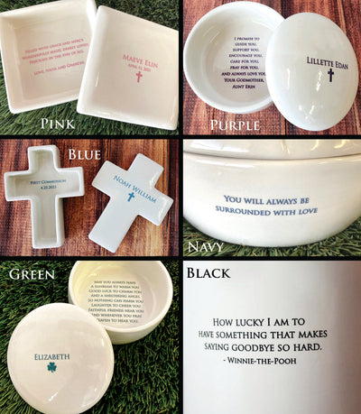 Personalized Baptism Gift, First Communion Gift, Confirmation Gift, Godchild Gift, Goddaughter Gift -With Irish Blessing -Heart Keepsake Box