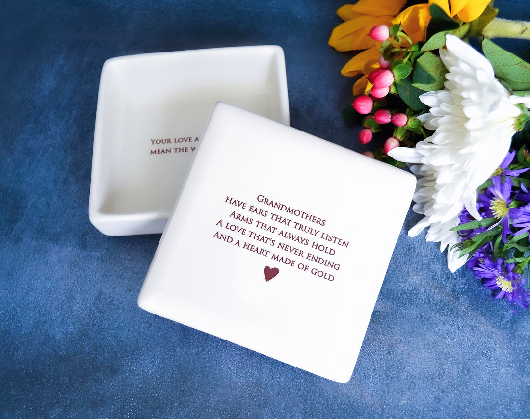 Unique Grandmother Gift - Square Keepsake Box - Add Custom Text