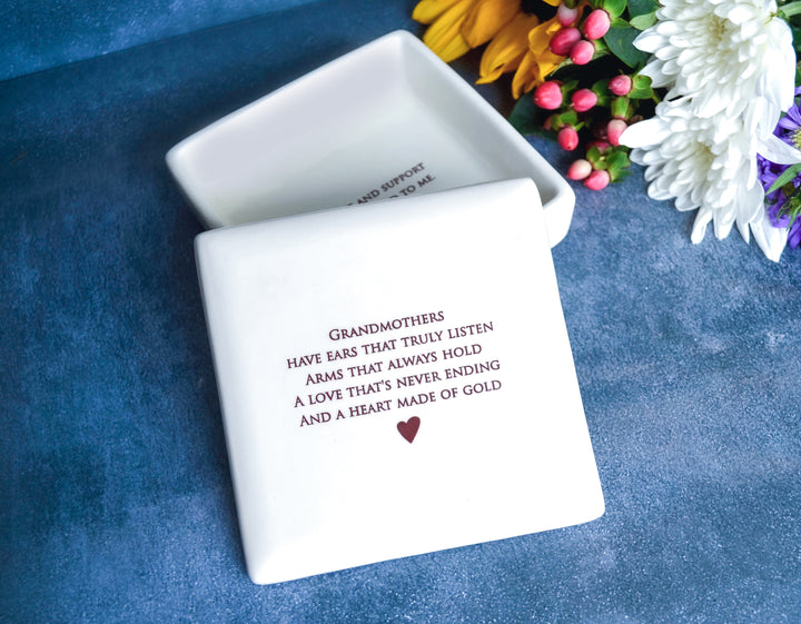 Unique Grandmother Gift - Square Keepsake Box - Add Custom Text