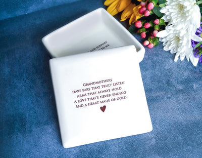Unique Grandmother Gift - Square Keepsake Box - Add Custom Text