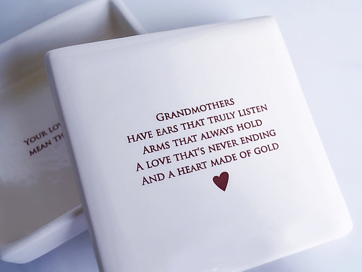 Unique Grandmother Gift - Square Keepsake Box - Add Custom Text