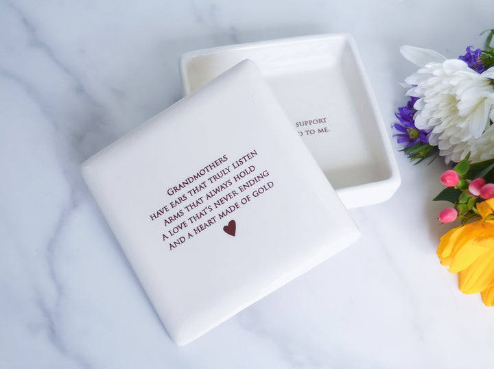 Unique Grandmother Gift - Square Keepsake Box - Add Custom Text