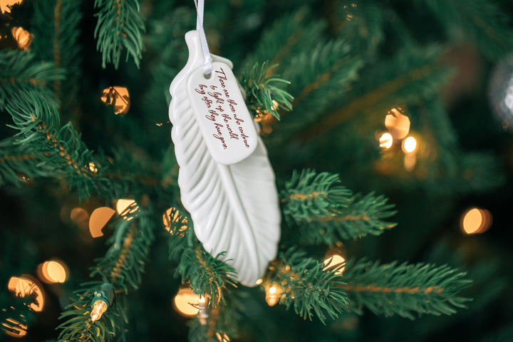 Sympathy Feather Ornament - Add Custom Text - There are those who continue to light up the world...