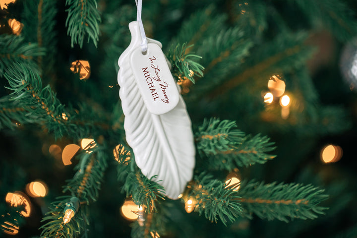 Sympathy Feather Ornament, In Loving Memory - Personalized