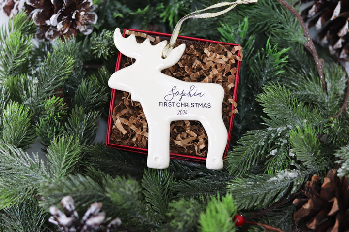 Moose Ornament | Personalized | Baby's First Christmas 2025