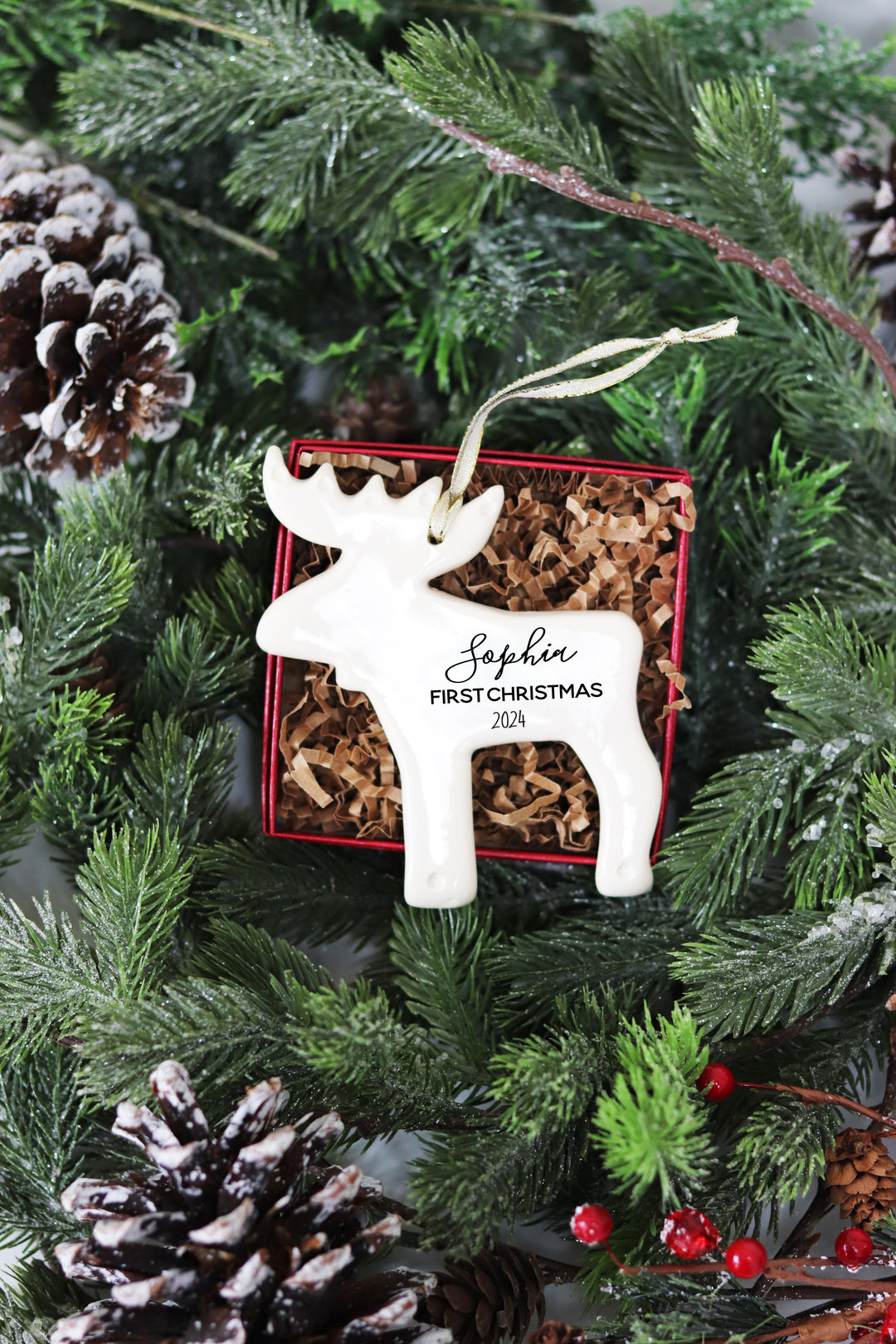 Moose Ornament | Personalized | Baby's First Christmas 2025