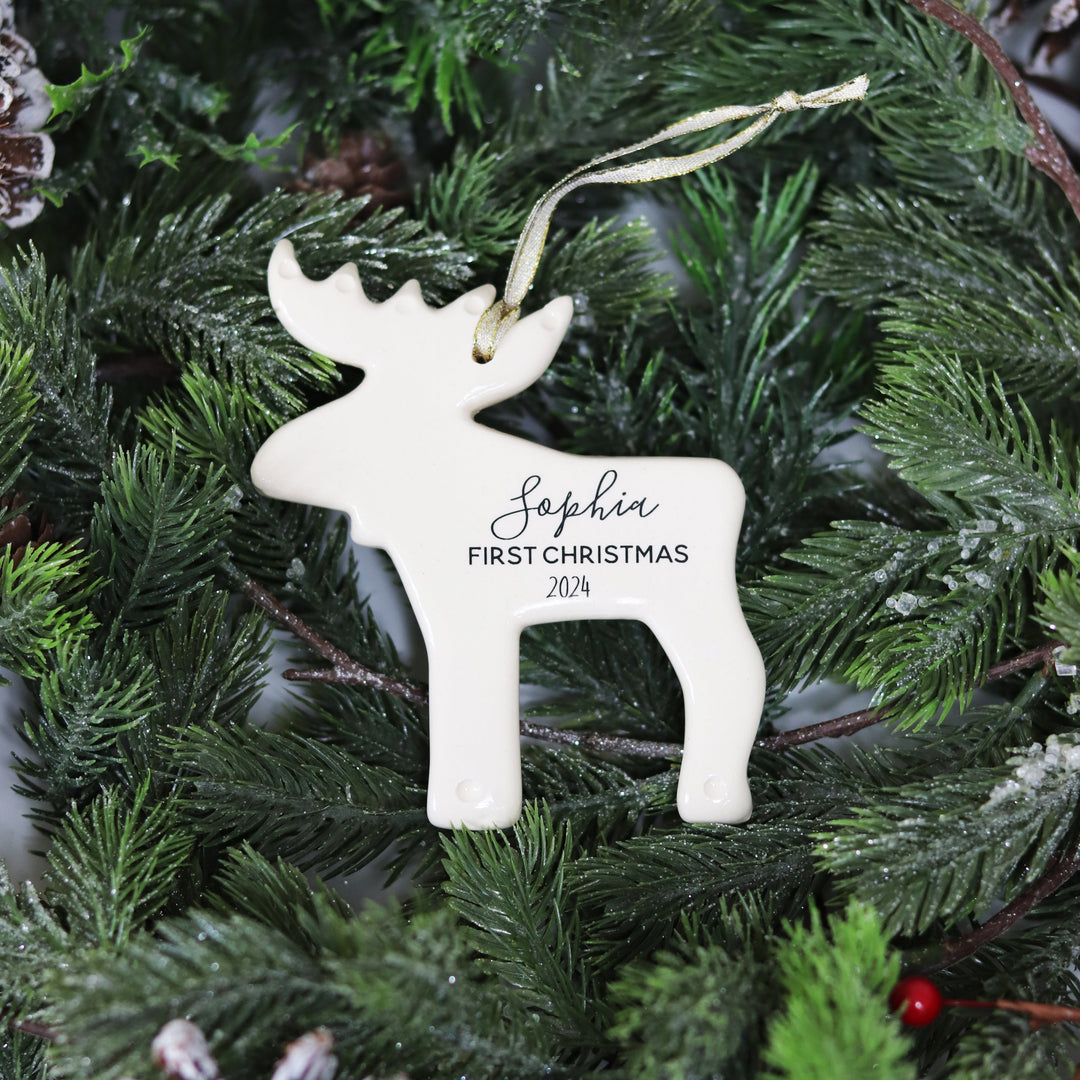 Moose Ornament | Personalized | Baby's First Christmas 2025