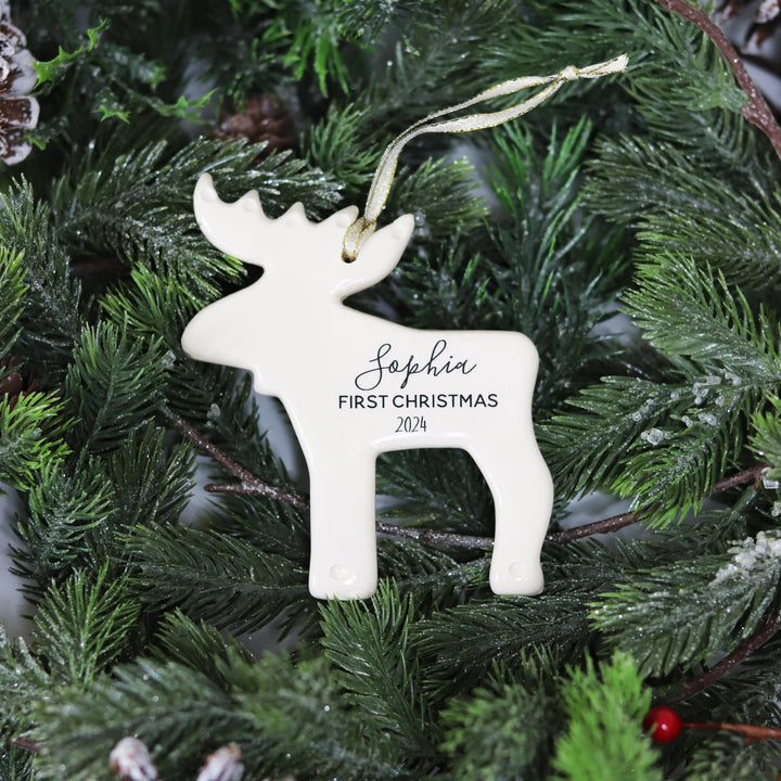 Moose Ornament | Personalized | Baby's First Christmas 2024