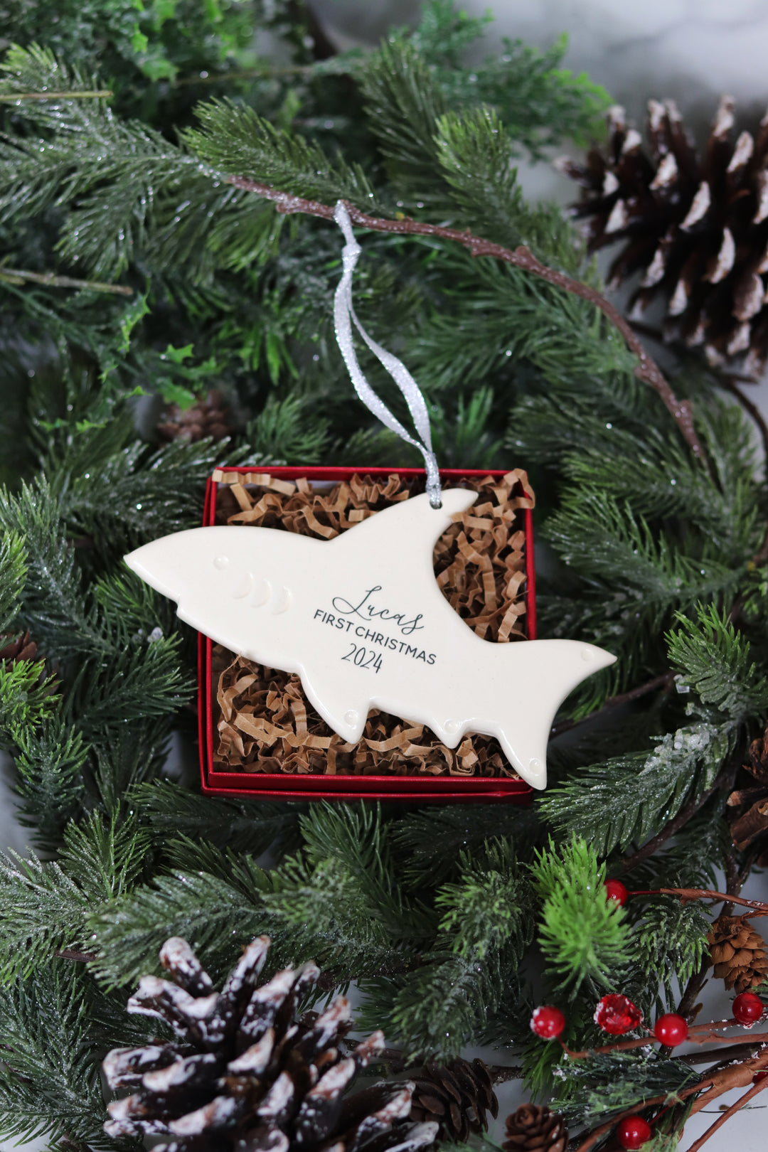 Shark Ornament | Personalized | Baby's First Christmas 2025