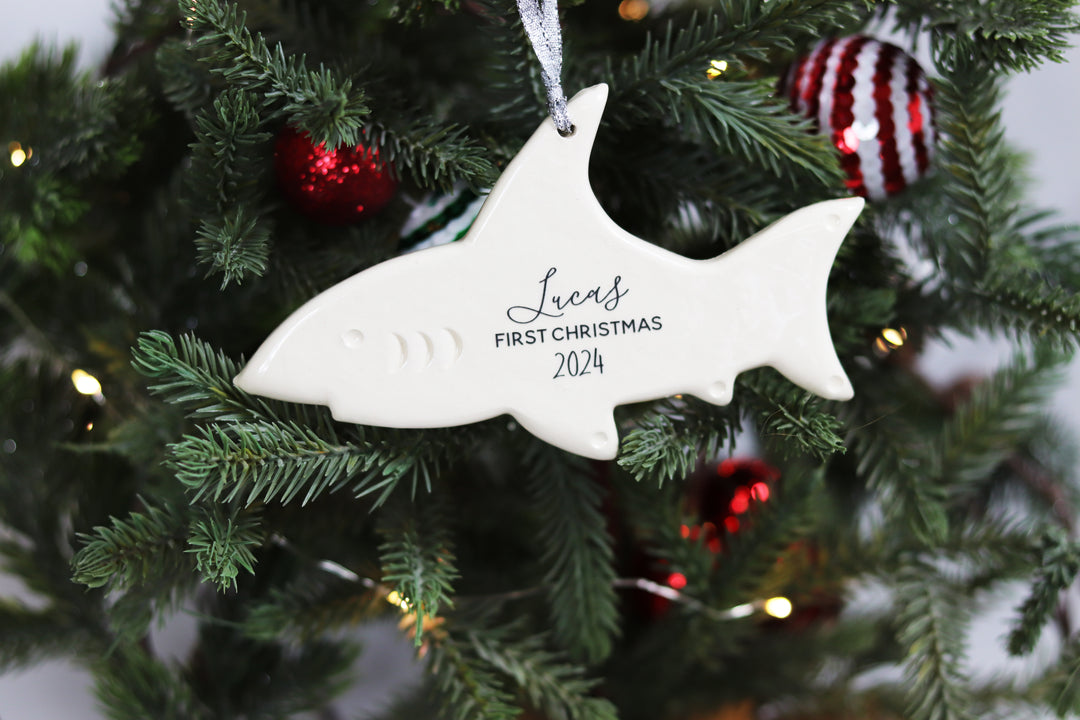 Shark Ornament | Personalized | Baby's First Christmas 2024