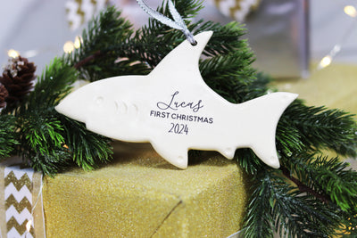 Shark Ornament | Personalized | Baby's First Christmas 2024