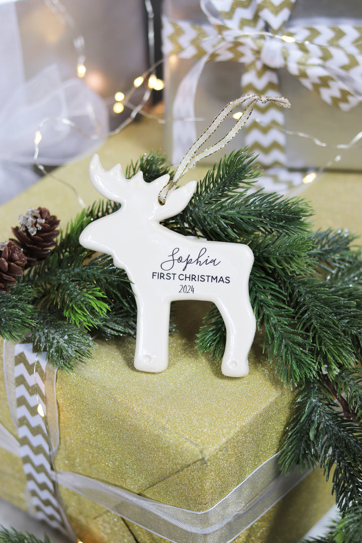 Moose Ornament | Personalized | Baby's First Christmas 2024