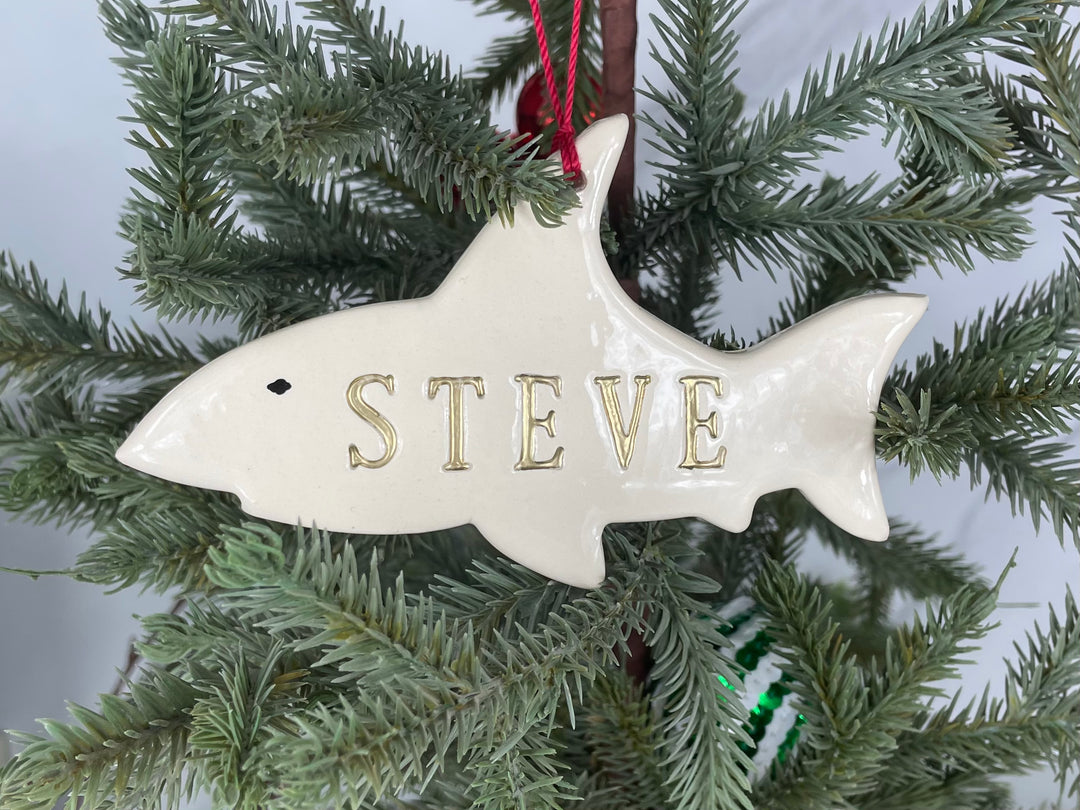 personalized shark xmas tree ornament with your name