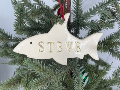 personalized shark xmas tree ornament with your name